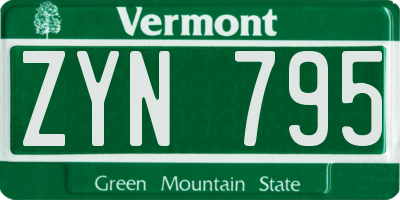 VT license plate ZYN795