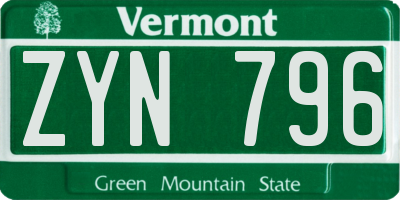 VT license plate ZYN796