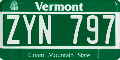 VT license plate ZYN797