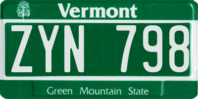 VT license plate ZYN798
