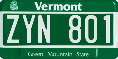 VT license plate ZYN801