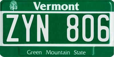 VT license plate ZYN806