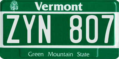 VT license plate ZYN807