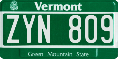 VT license plate ZYN809
