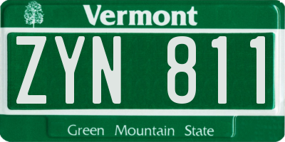 VT license plate ZYN811