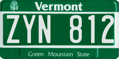 VT license plate ZYN812
