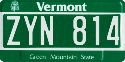 VT license plate ZYN814