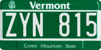 VT license plate ZYN815