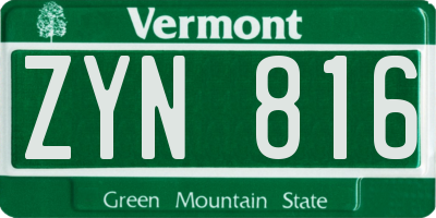 VT license plate ZYN816