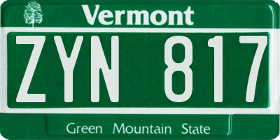 VT license plate ZYN817