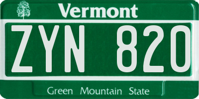 VT license plate ZYN820