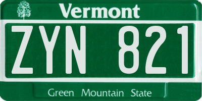 VT license plate ZYN821