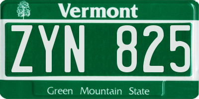VT license plate ZYN825