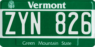 VT license plate ZYN826
