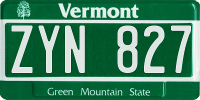 VT license plate ZYN827