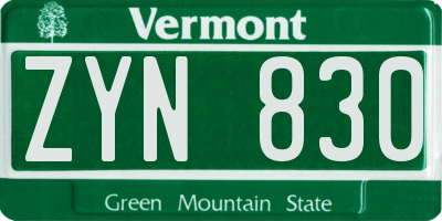 VT license plate ZYN830