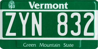 VT license plate ZYN832