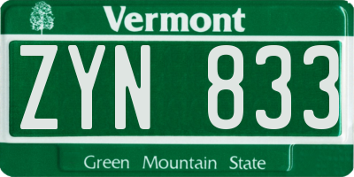 VT license plate ZYN833