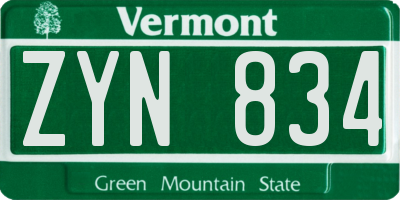 VT license plate ZYN834