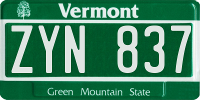 VT license plate ZYN837