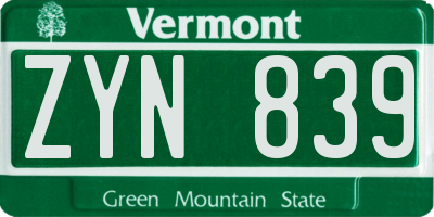 VT license plate ZYN839
