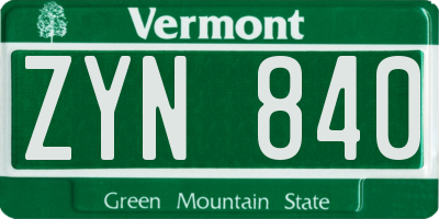 VT license plate ZYN840