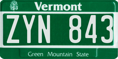VT license plate ZYN843