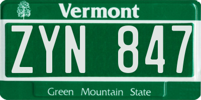 VT license plate ZYN847