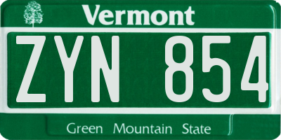 VT license plate ZYN854
