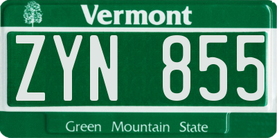 VT license plate ZYN855