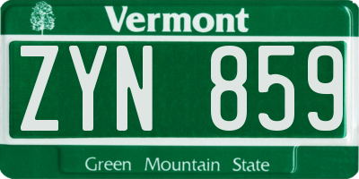 VT license plate ZYN859