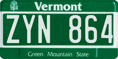 VT license plate ZYN864