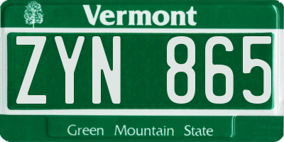VT license plate ZYN865