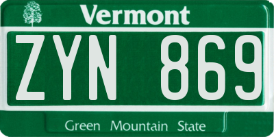 VT license plate ZYN869
