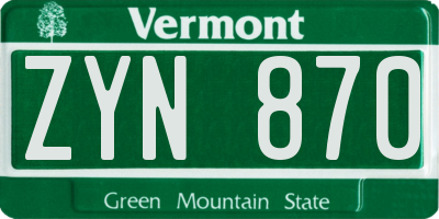 VT license plate ZYN870