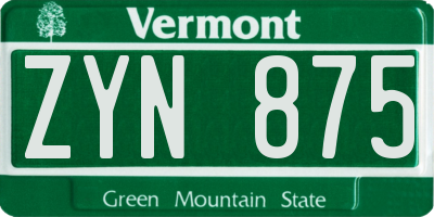 VT license plate ZYN875