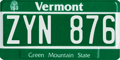 VT license plate ZYN876