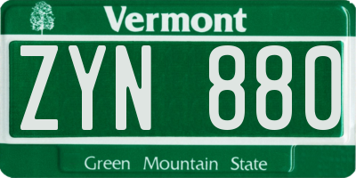 VT license plate ZYN880