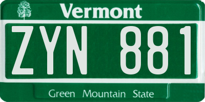 VT license plate ZYN881