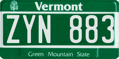 VT license plate ZYN883