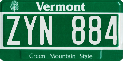 VT license plate ZYN884