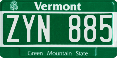 VT license plate ZYN885