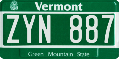 VT license plate ZYN887