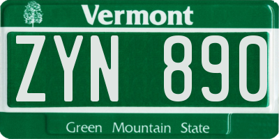 VT license plate ZYN890