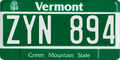 VT license plate ZYN894