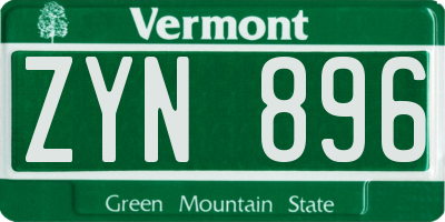 VT license plate ZYN896