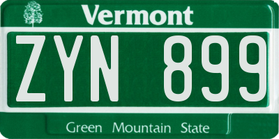 VT license plate ZYN899