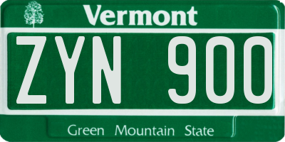 VT license plate ZYN900