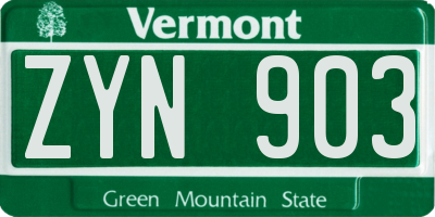 VT license plate ZYN903
