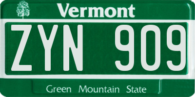 VT license plate ZYN909